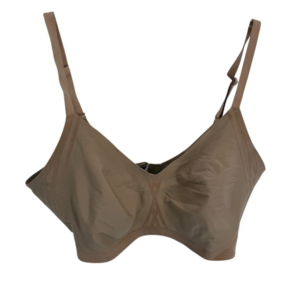 Honeylove Wireless Bra Size XL Beige Adjustable Back Closure Nylon spandex